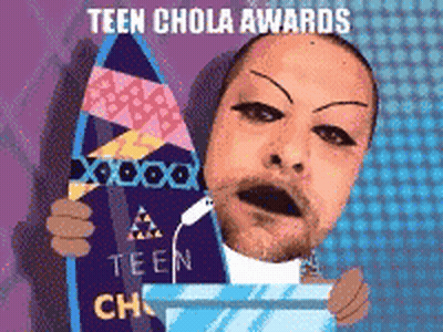 Man Holding Surfboard Saying Teen Chola Awards GIF