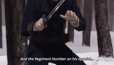 Man Holding Sword And The Regiment Number On His Epaulet GIF