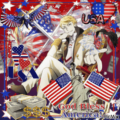 Man Holding Sword God Bless America GIF