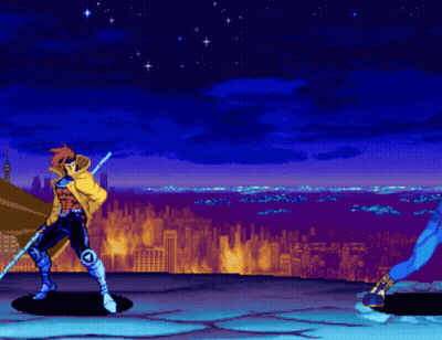 Man Holding Sword In Burning City GIF