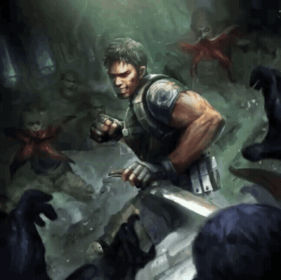 Man Holding Sword In Front Of Zombies GIF