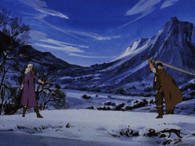 Man Holding Sword In Snow GIF