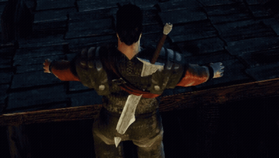 Man Holding Sword on Back Arms Outstretched
