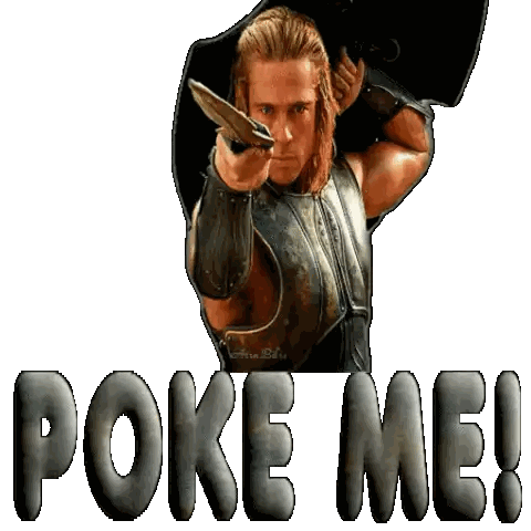 Man Holding Sword Poke Me Sticker