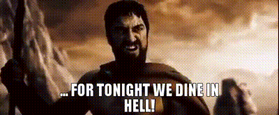 Man Holding Sword Saying For Tonight We Dine In Hell GIF