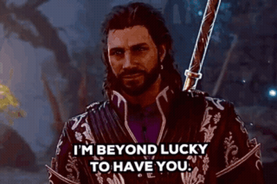 Man Holding Sword Saying I'm Beyond Lucky To Have You GIF