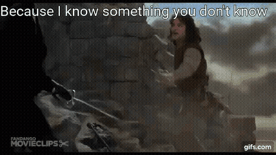 Man Holding Sword Says Because I Know Something You Don't Know GIF
