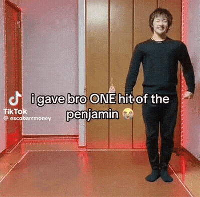 Man Holding Sword Says I Gave Bro One Hit Of The Penjamin GIF