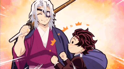 Man Holding Sword With Boy And Bag GIF