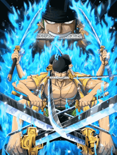 Man Holding Sword With Flame Behind GIF