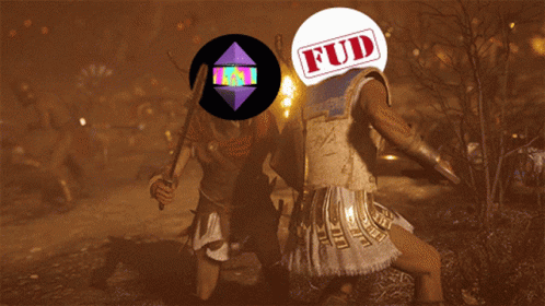 Man Holding Sword With Fud On Head GIF