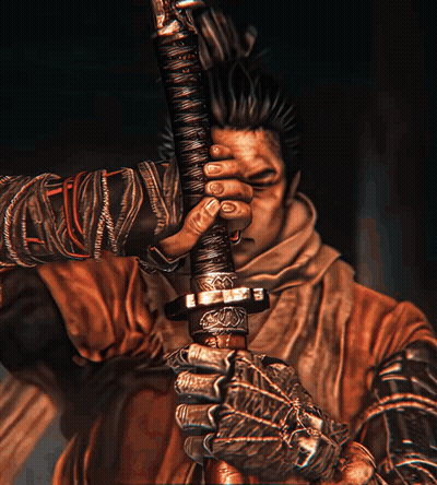 Man Holding Sword With Letter E GIF
