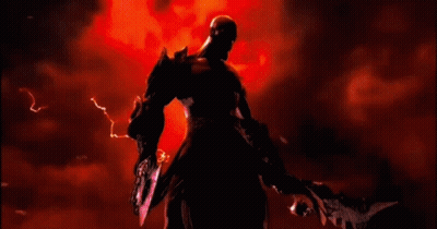 Man Holding Sword With Lightning Background GIF