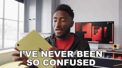 Man Holding Tablet Saying I've Never Been So Confused GIF
