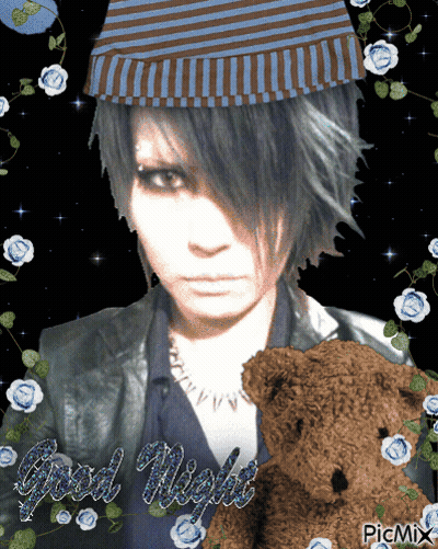 Man Holding Teddy Bear Saying Good Night GIF