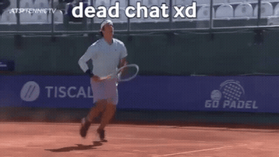 Man Holding Tennis Racquet Dead Chat XD GIF