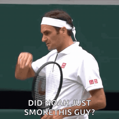 Man Holding Tennis Racquet Did Noah Just Smoke This Guy GIF