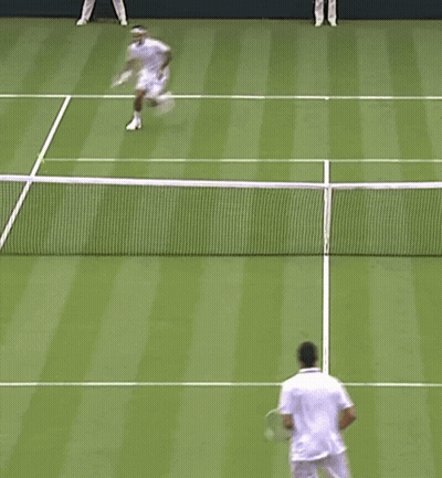 Man Holding Tennis Racquet In Front Of BNP Logo GIF