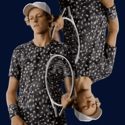 Man Holding Tennis Racquet Upside Down GIF