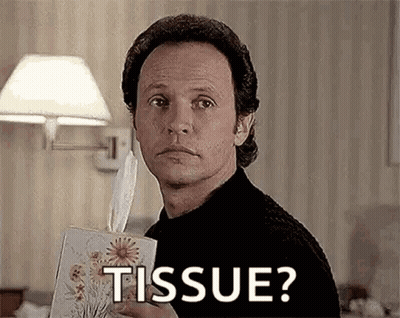 Man Holding Tissues Saying Tissue GIF