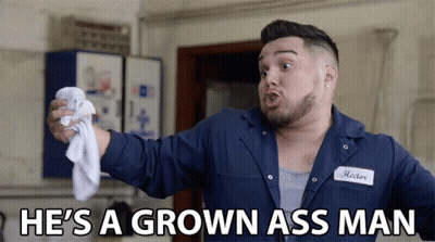 Man Holding Towel Saying He's A Grown Ass Man GIF