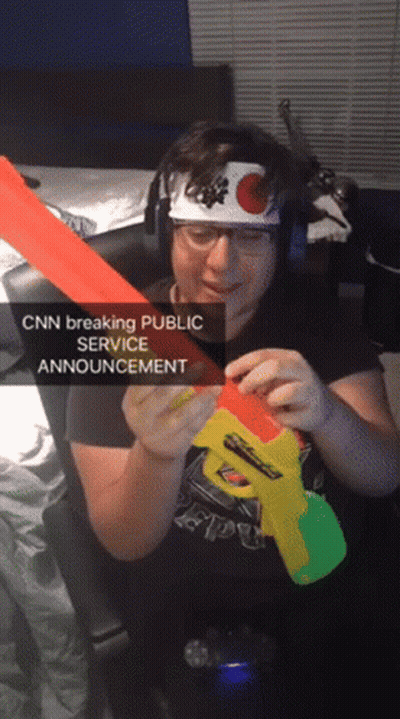Man Holding Toy Gun CNN Breaking Public Service Announcement GIF