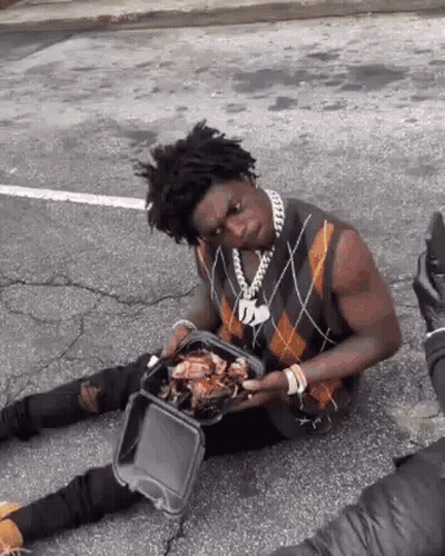 Man Holding Tray Of Food GIF