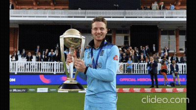 Man Holding Trophy With England Shirt GIF