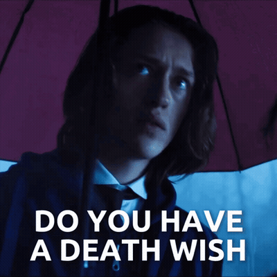 Man Holding Umbrella Do You Have A Death Wish GIF