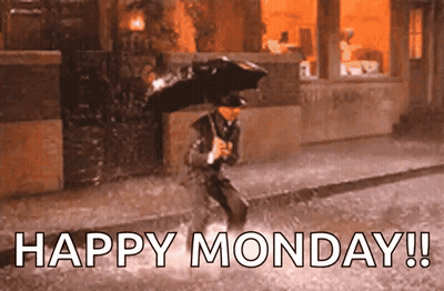 Man Holding Umbrella in Rain Happy Monday