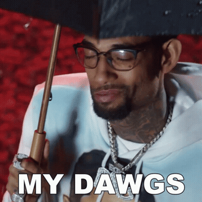 Man Holding Umbrella With My Dawgs Above GIF