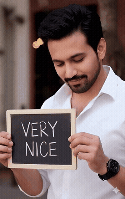 Man Holding Very Nice Sign GIF