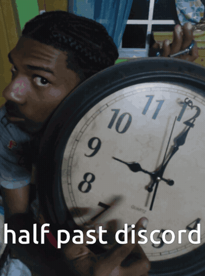 Man Holding Wall Clock Half Past Discord GIF