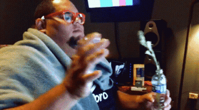 Man Holding Water Bottle Wearing Bro Shirt GIF