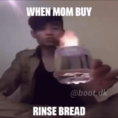 Man Holding Water Saying When Mom Buys Rinse Bread GIF
