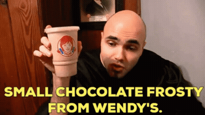 Man Holding Wendy's Chocolate Frosty GIF