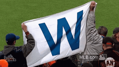 Man Holding White Flag With Blue W GIF