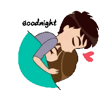 Man Holding Woman Saying Goodnight Sticker