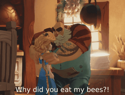 Man Holding Woman Saying Why Did You Eat My Bees GIF