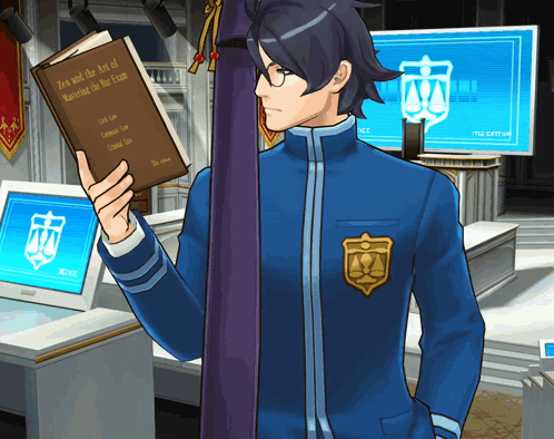 Man Holding Zero And Art Of Managing Law Exam Book GIF