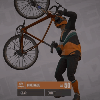 Man Holds Bike Overhead Bike Race Gear Outfit GIF