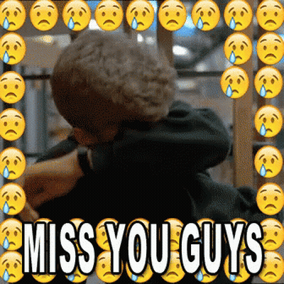 Man Hugging Another Man Saying Miss You Guys GIF