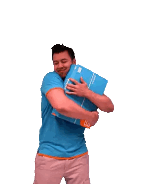 Man Hugging AOL Box Sticker