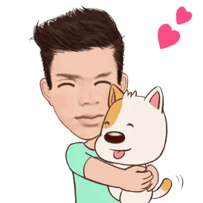 Man Hugging Dog With Hearts Sticker