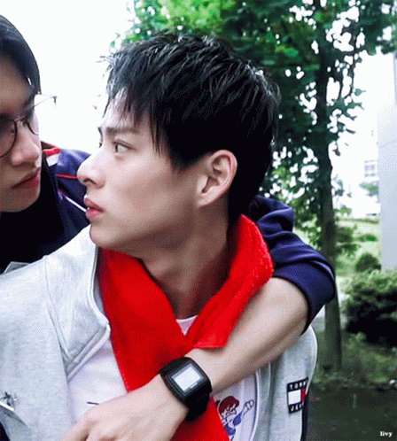 Man Hugging Man With Red Scarf GIF