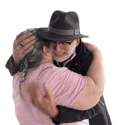 Man Hugging Woman In Hat Sticker