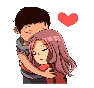 Man Hugging Woman With Heart Sticker