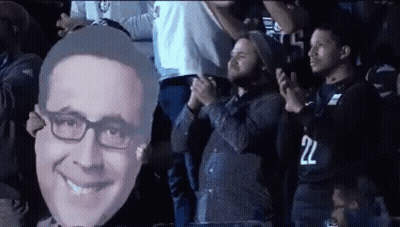 Man In 22 Jersey Holding Man Face Cutout GIF