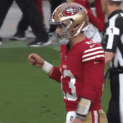 Man In 49Ers Jersey And Helmet On Field GIF
