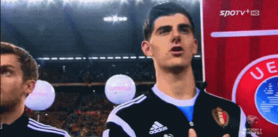 Man In Adidas Jersey At UE Logo GIF